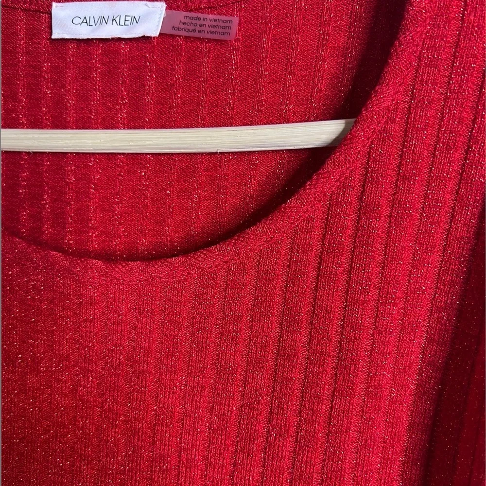 Calvin Klein Shimmer Red Scoop Neck Tunic Sweater Size 2X W0XHL848 - Picture 10 of 14